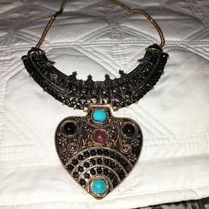 Womens boho style gold cleopatra necklace and bracelet